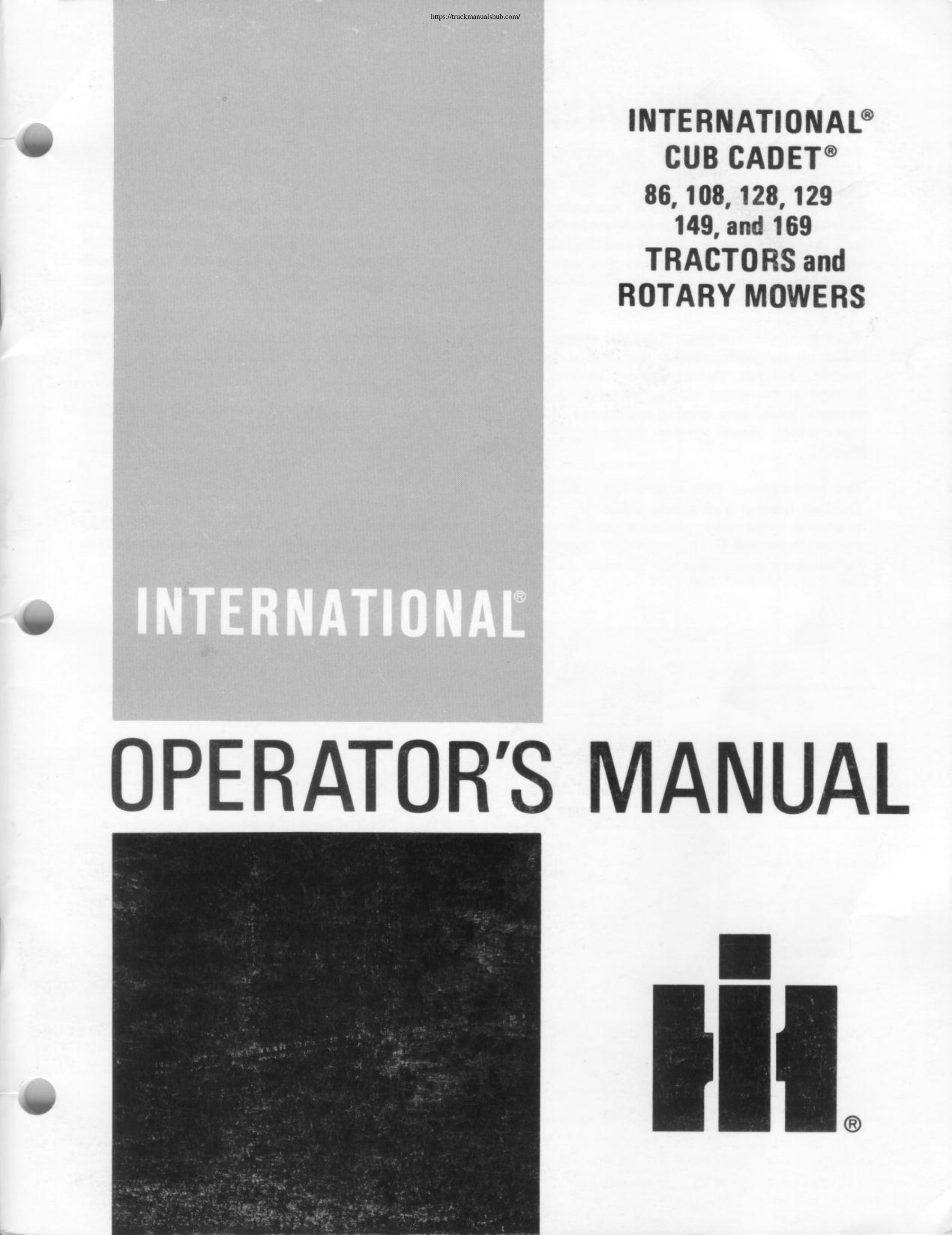 Première page de Cub Cadet 86 108 128 129 149 169 Tractors and Ratary Mowers Operators Manual