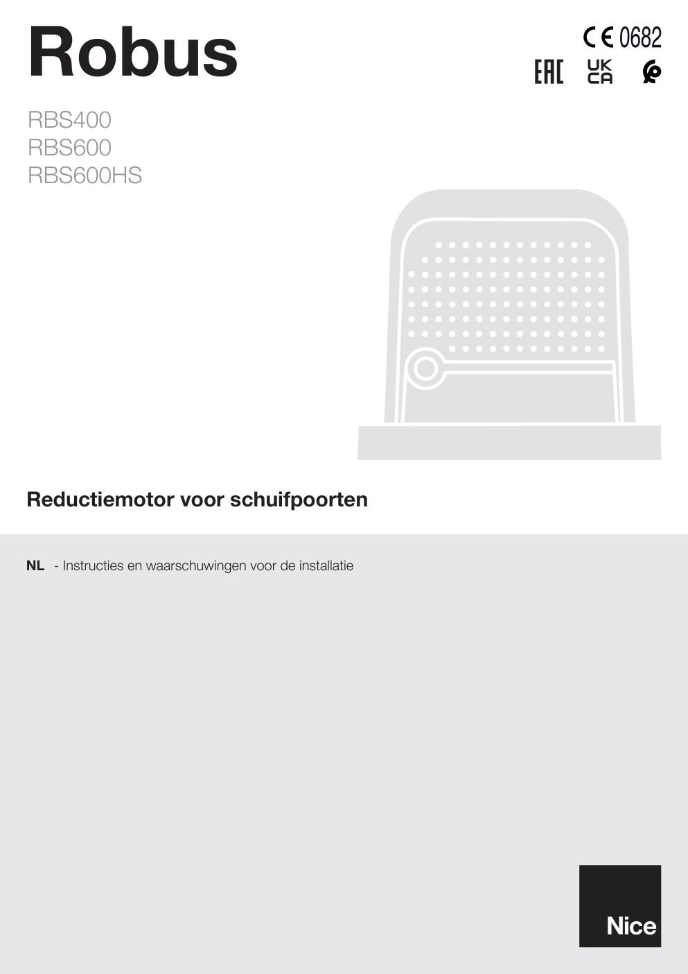 Première page de Reductiemotor voor schuifpoorten