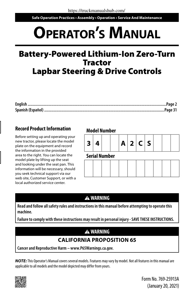 Première page de Cub Cadet Ultima ZT1 Operator s Manual