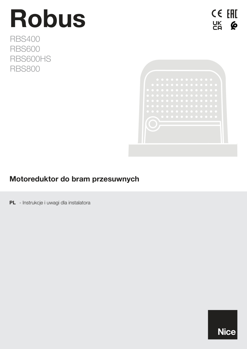 Première page de Motoreduktor do bram przesuwnych