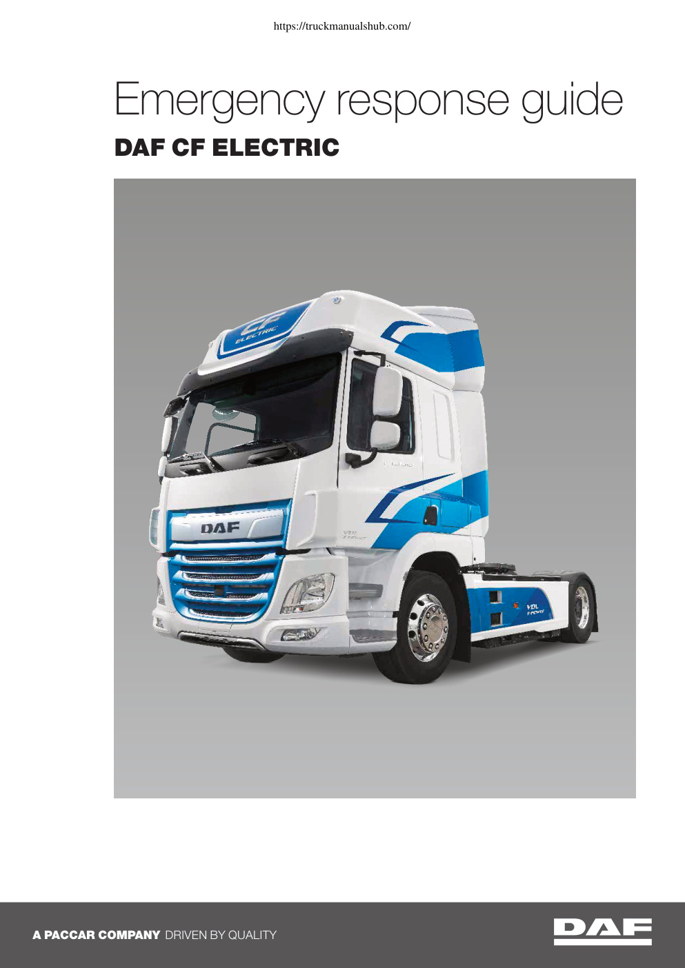 Première page de DAF CF ELECTRIC Emergency Response Guide