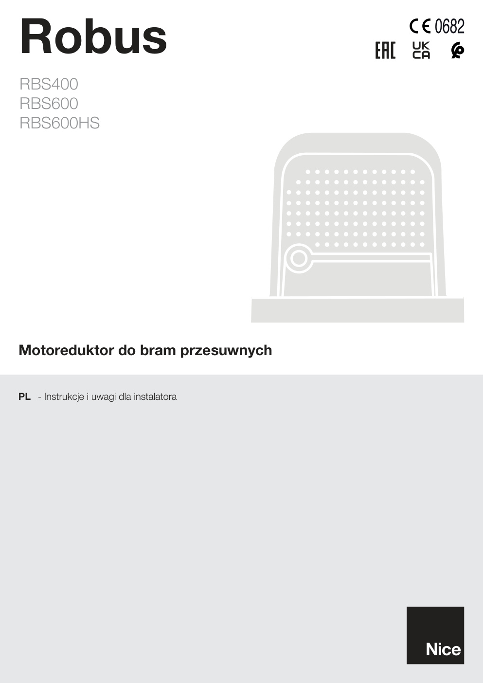 Première page de Motoreduktor do bram przesuwnych