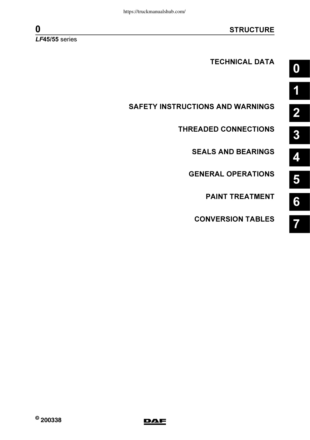 Première page de DAF LF45 LF55 Service Repair Manual