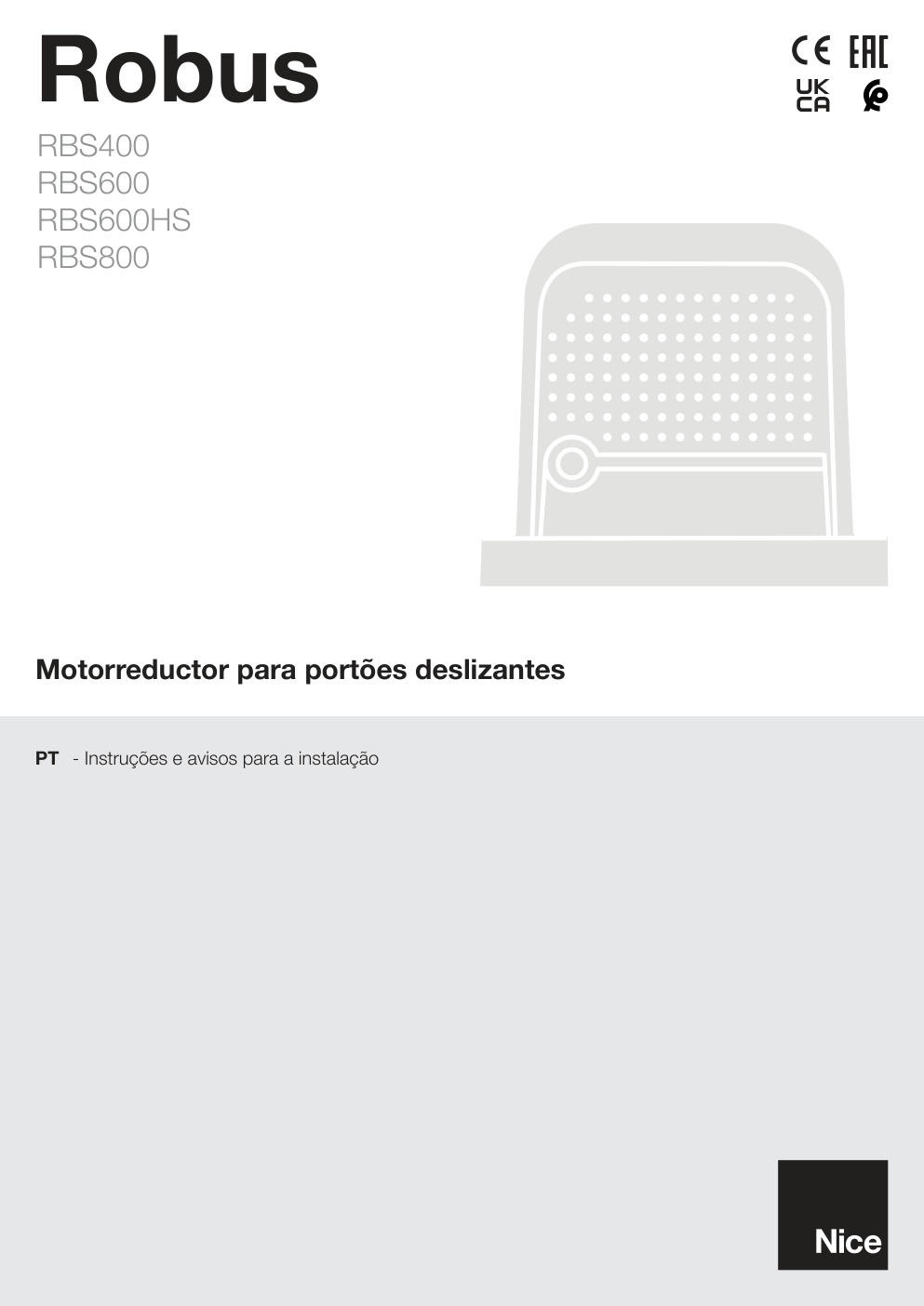 Première page de Motorreductor para portoes deslizantes