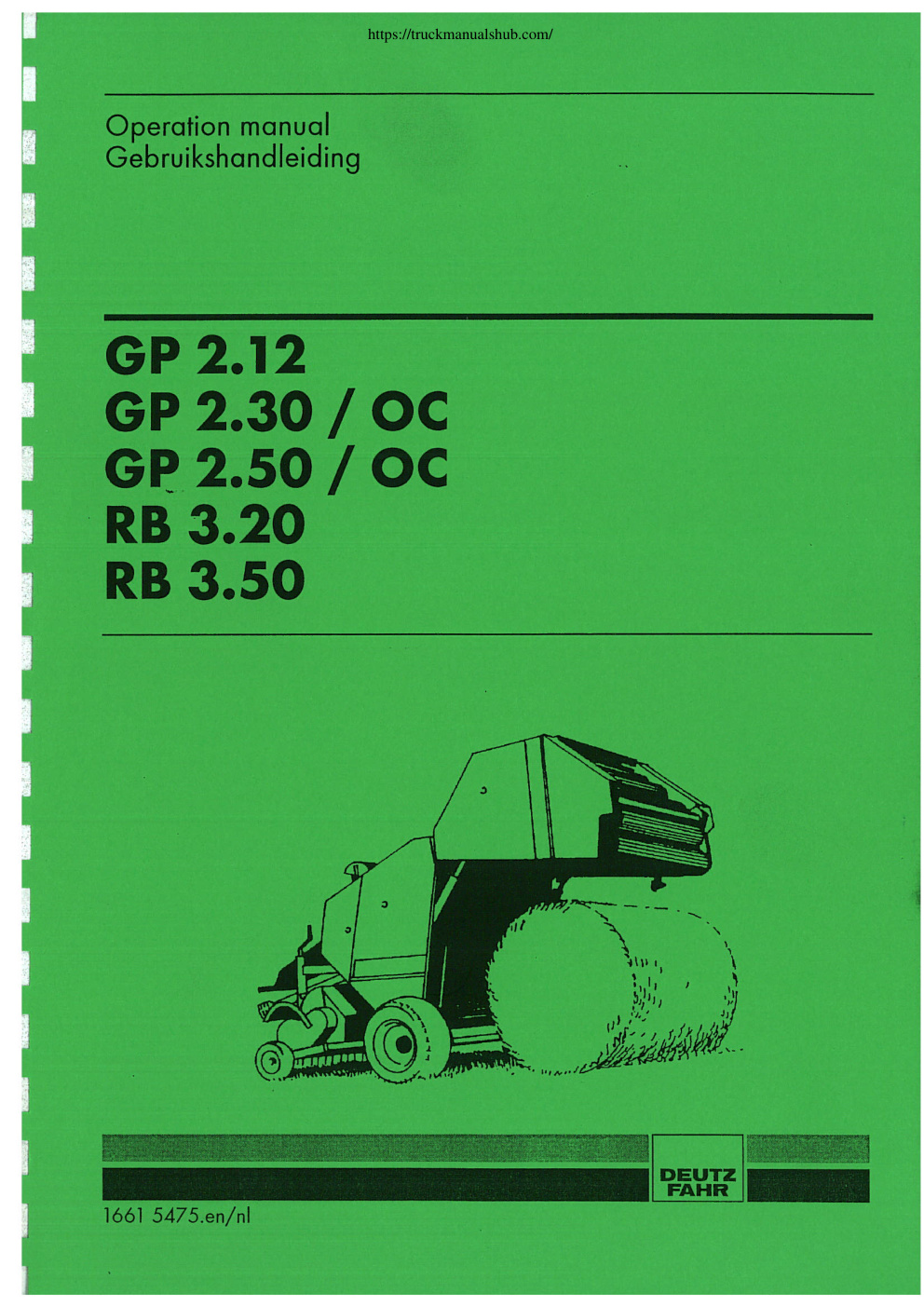 Première page de DEUTZ FAHR GP 2 12 GP 2 30 OC GP 2 50 OC RB 3 20 RB 3 50 Operation Manual