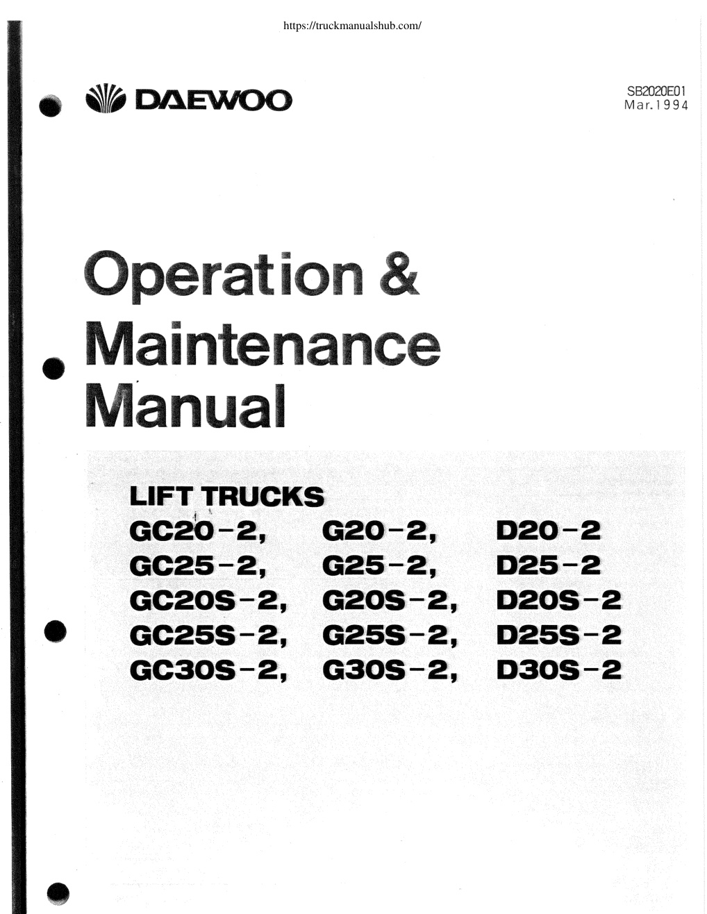 Première page de Daewoo G25S 2 Maintenance and Operation Manual