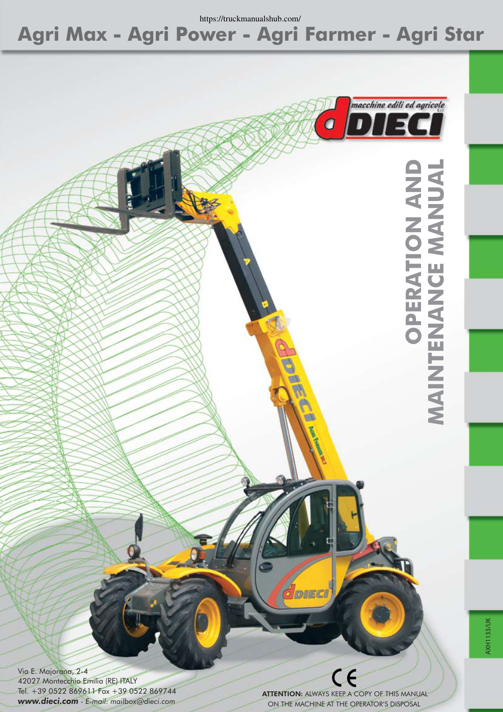 Première page de Dieci Agri Max Agri Power Agri Farmer Agri Star Operation and Maintenance Manual