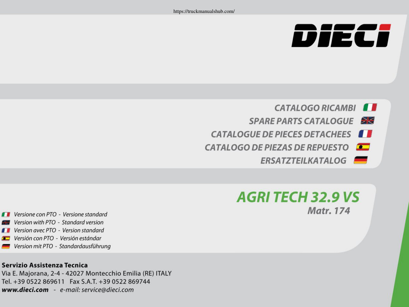 Première page de Dieci Agri Tech 32 9 Spare Parts Catalogue