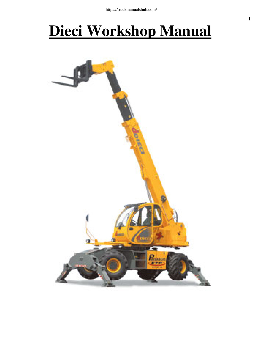 Première page de Dieci Telehandler Workshop Manual