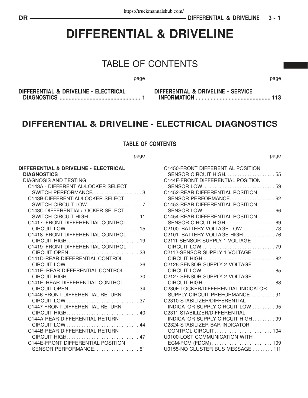 Première page de Differential Driveline