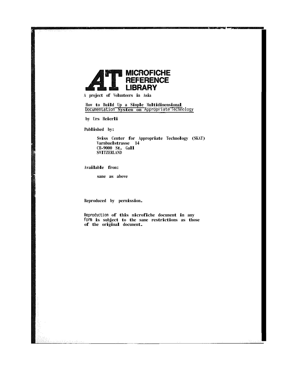 Première page de Documentation system for AT