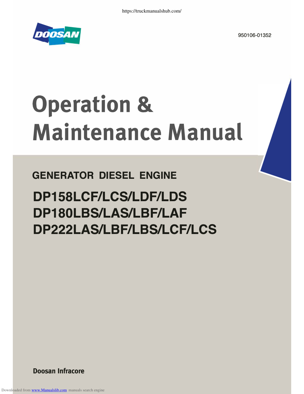 Première page de Doosan DP158LCF DP158LCS DP180LAS DP158LDS DP158LDF DP180LBS DP180LBF DP180LAF DP222LAS DP222LBF DP222LBS DP222LCF DP222LCS Operation Maintenance Manual