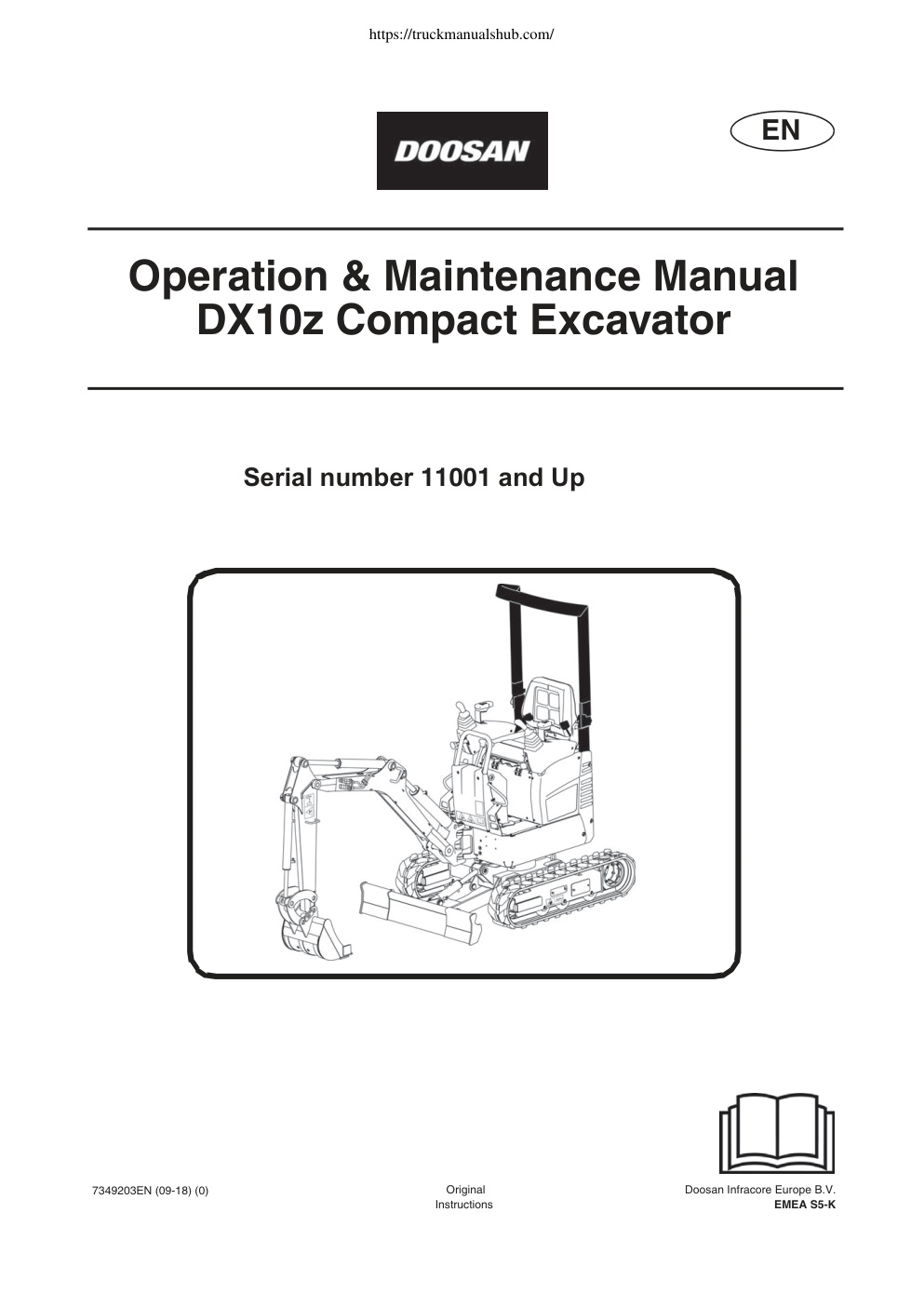 Première page de Doosan DX10z Operation Maintenance Manual