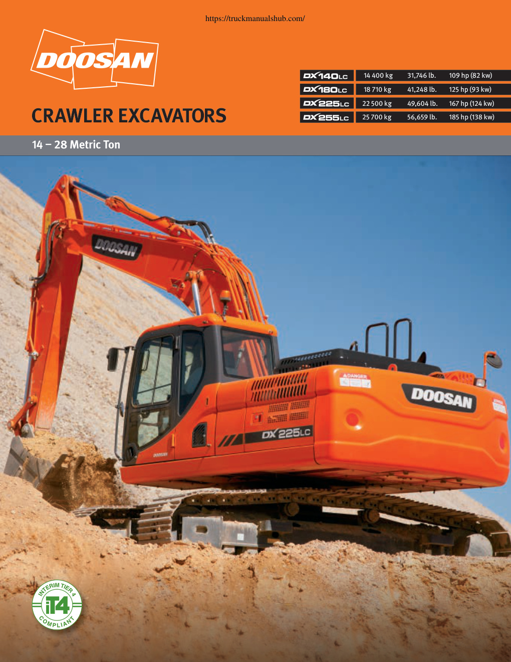 Première page de Doosan DX140LC Service Manual