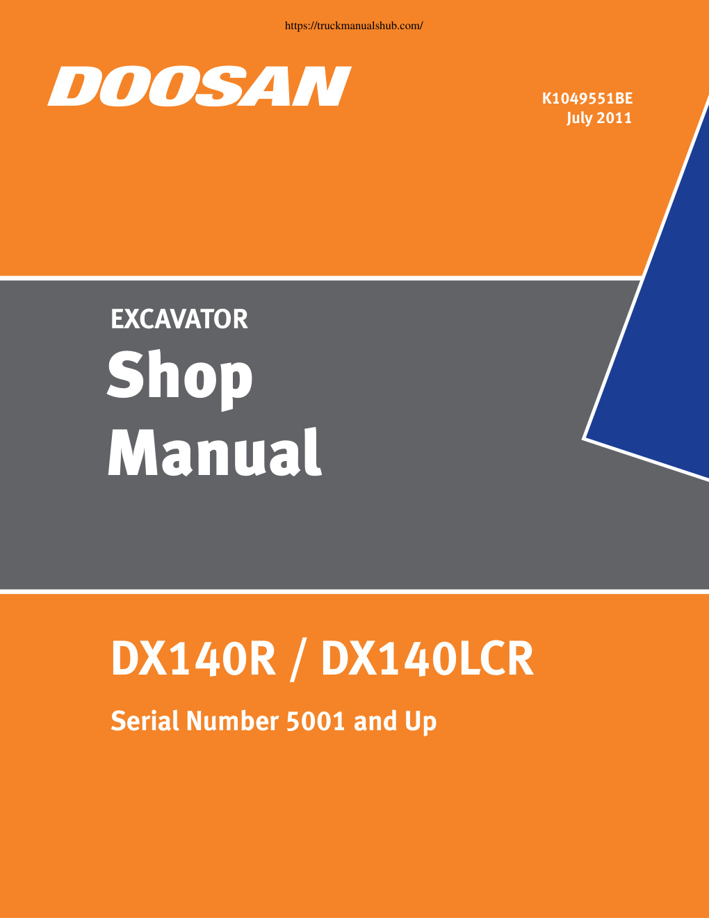 Première page de Doosan DX140R DX140LCR DX235LCR Shop Manual