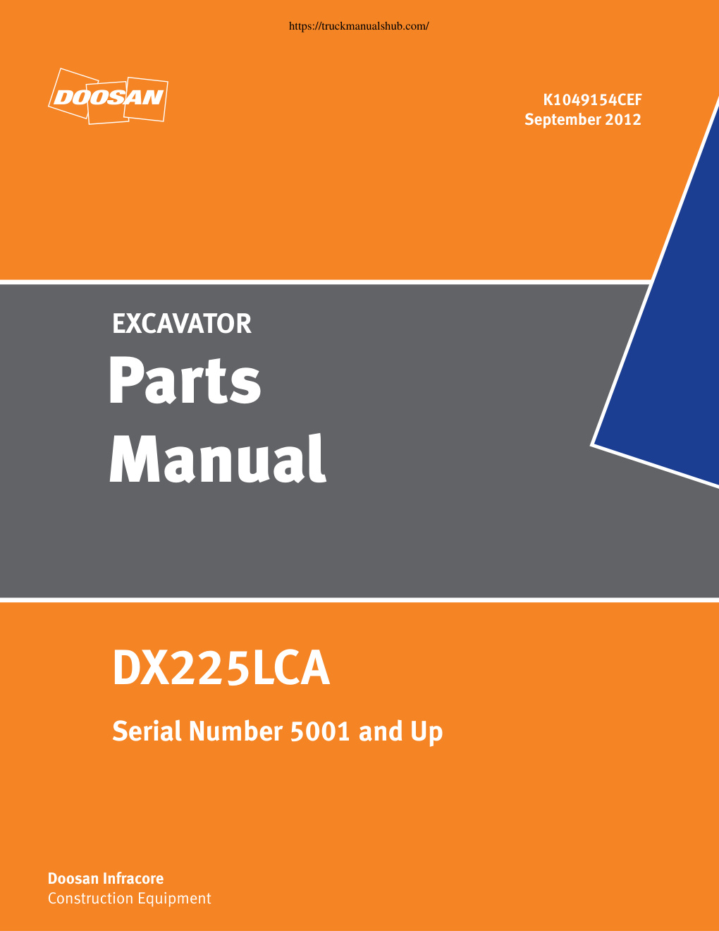 Première page de Doosan DX225LCA Parts Manual