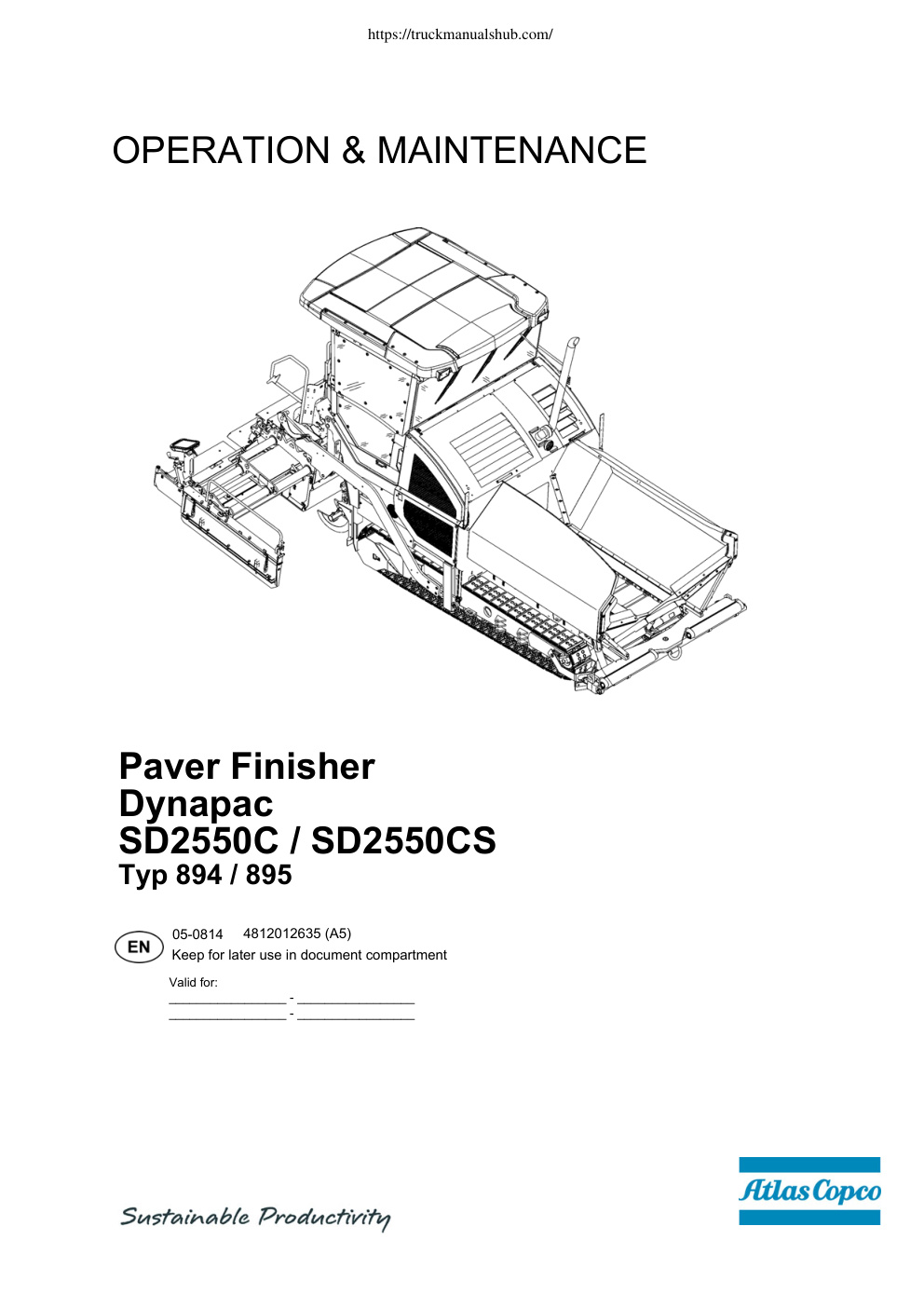 Première page de Dynapac SD2550C SD2550CS Operation Maintenance Manual