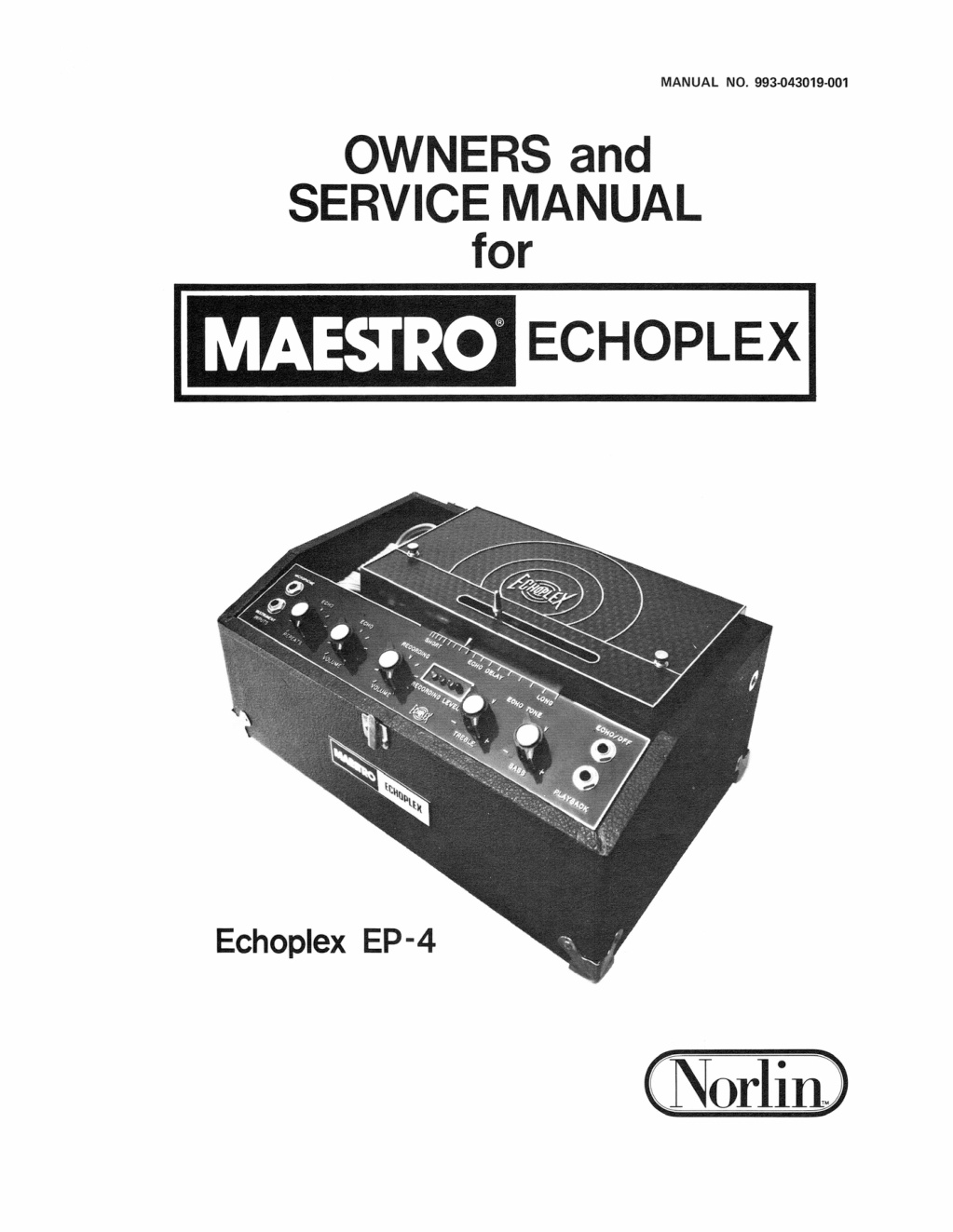 Première page de ECHOPLEX OWNER SERVICE MANUAL ocr