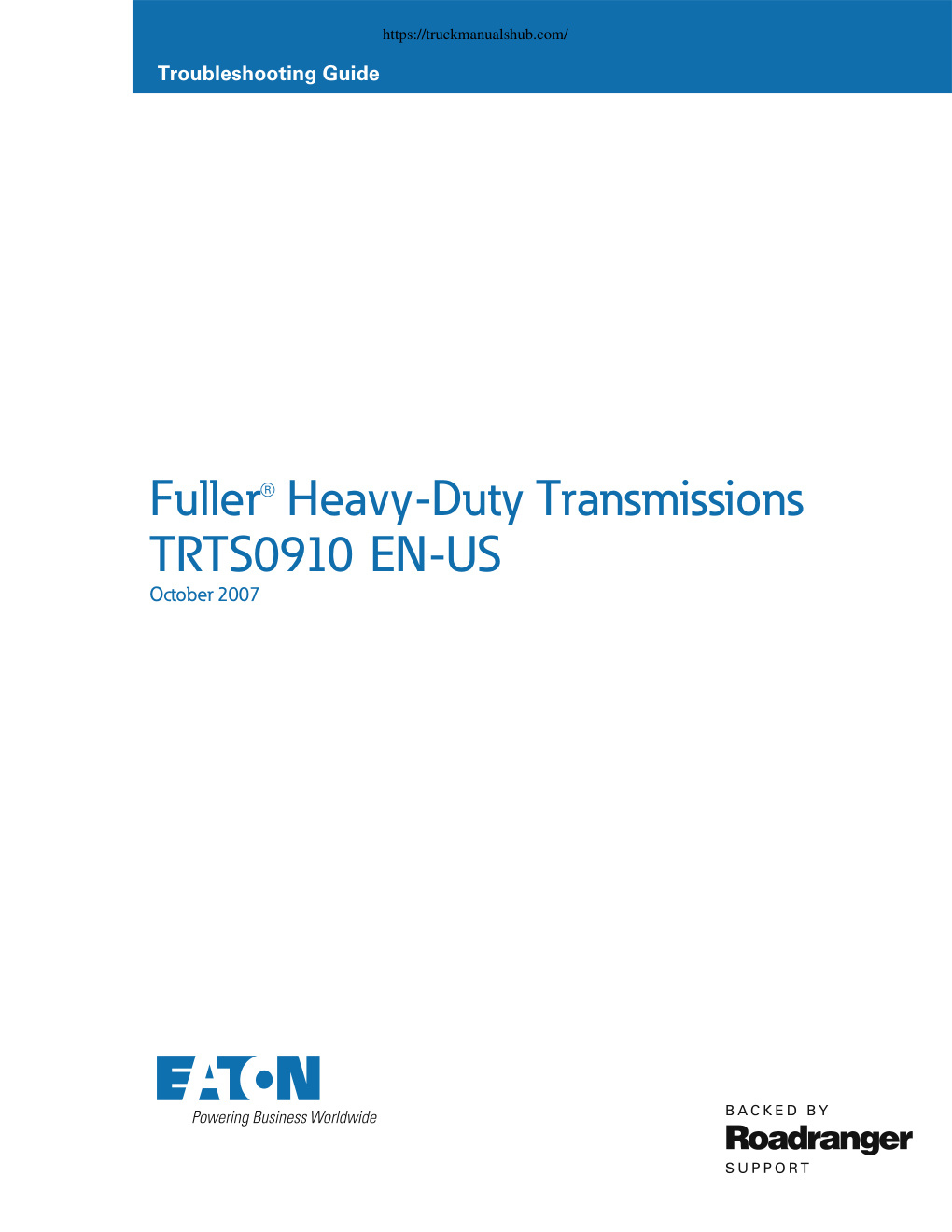 Première page de Eaton RTLO 20913A Transmission Service Manual