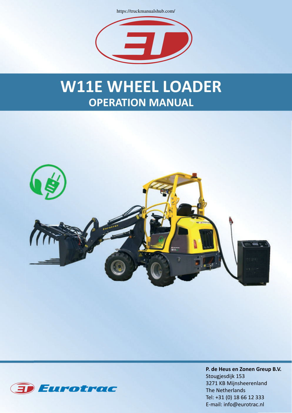 Première page de Eurotrac W11E Wheel Loader Operation Manual