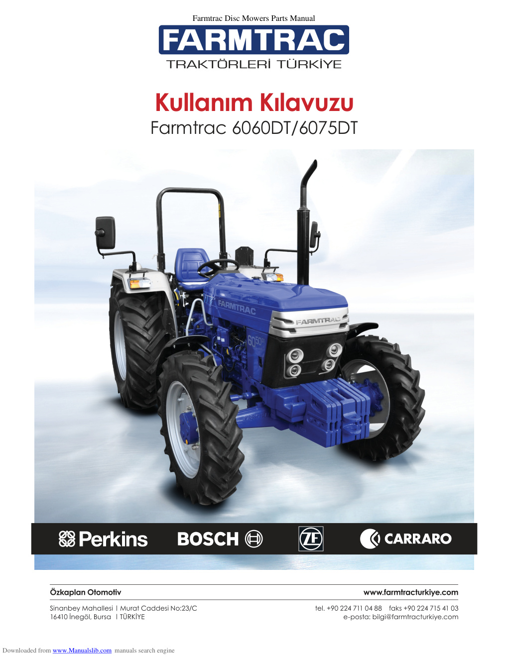 Première page de Farmtrac 6060DT 6075DT Operators Manual