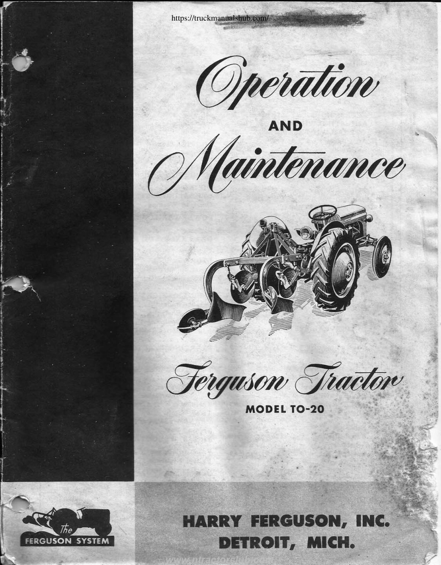 Première page de Ferguson TO 20 Operation and Maintenance Manual