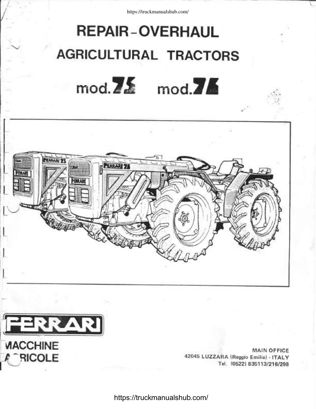 Première page de Ferrari 75 76 Tractor Service Manual
