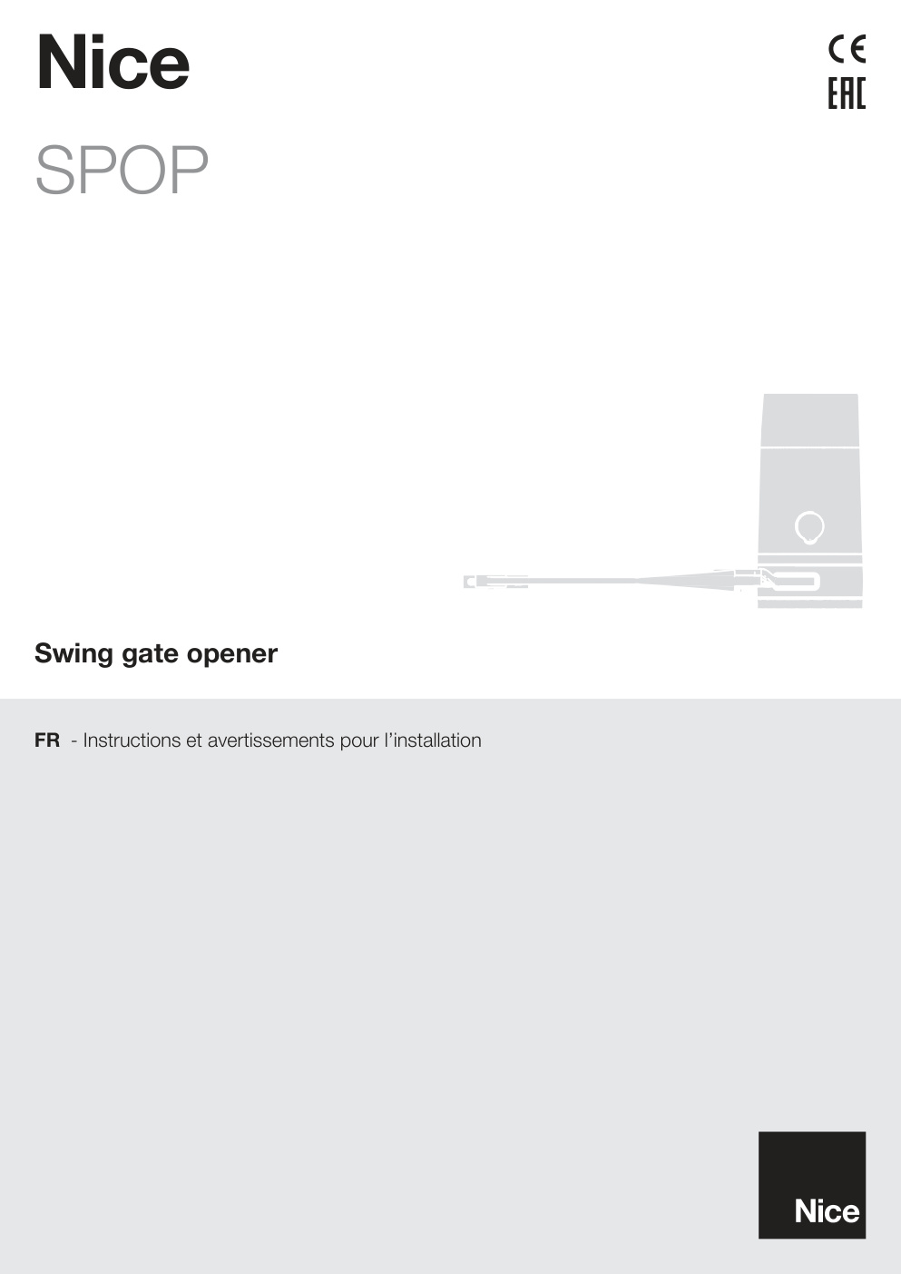 Première page de FR - Instructions et avertissements pour l'installation