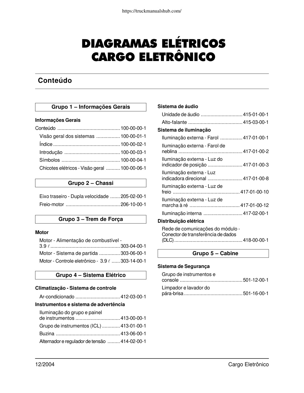 Première page de Ford Cargo Electrical Wiring Diagrams