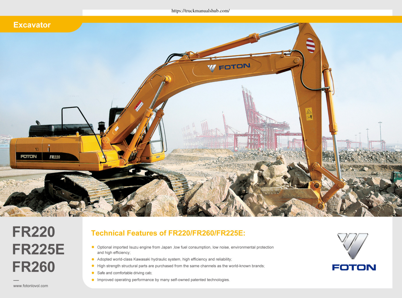 Première page de Foton FR220D Technical Specifications