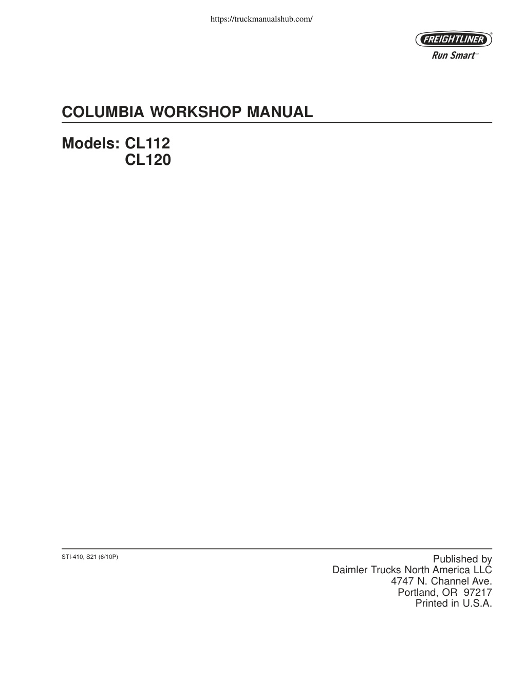 Première page de Freightliner Columbia Workshop Manual