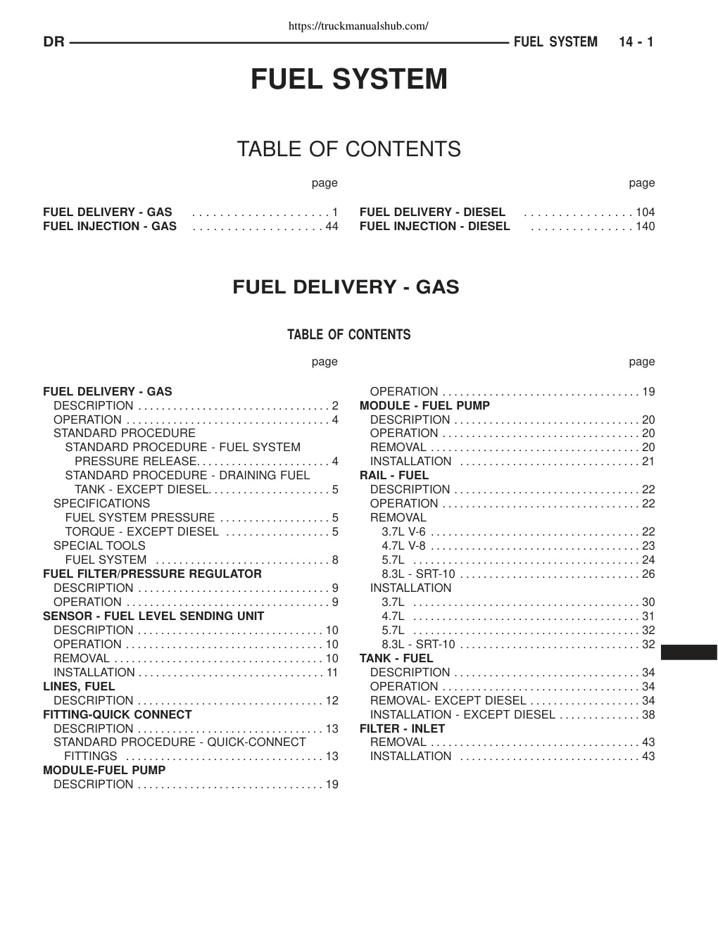 Première page de Fuel System