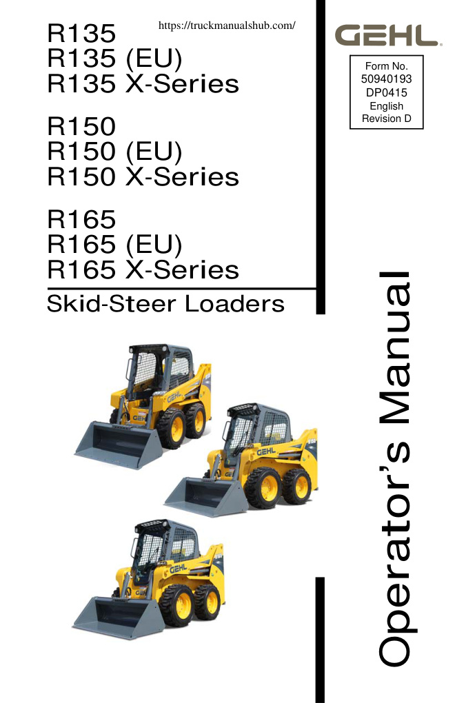 Première page de Gehl R135 R150 R165 Operator s and Maintenance Manual