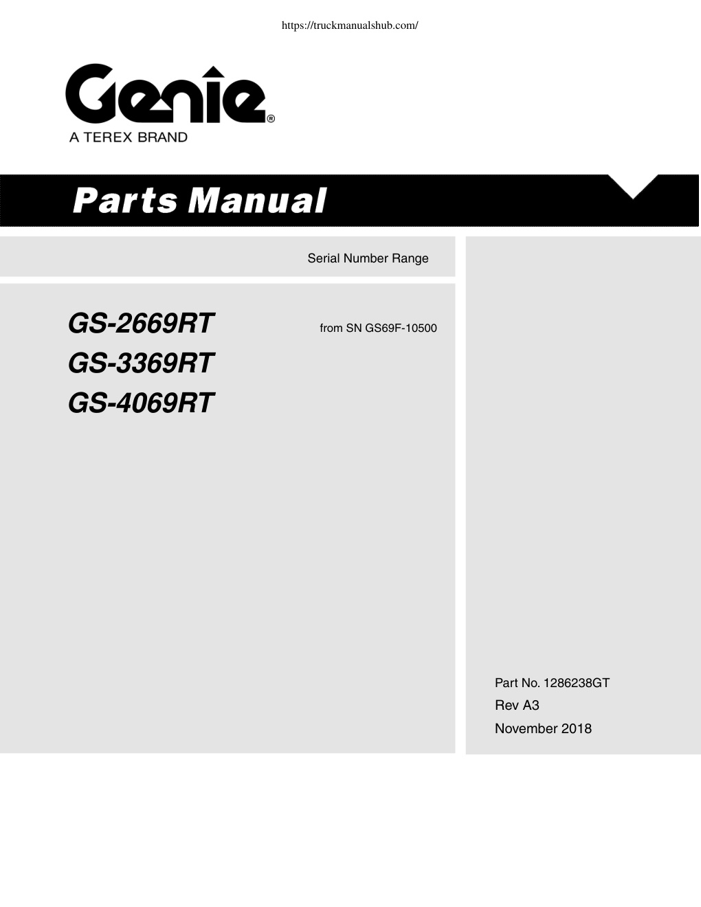 Première page de Genie GS 2669RT 3369RT 4069RT Parts Manual