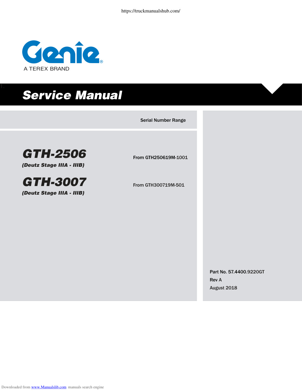 Première page de Genie GTH 2506 GTH 3007 Service Manual