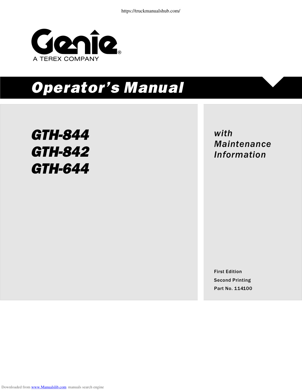 Première page de Genie GTH 644 GTH 842 GTH 844 Operator s Manual