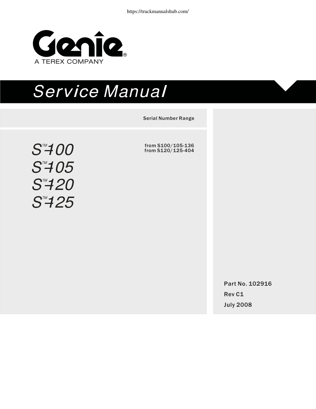 Première page de Genie S 125 Service Manual