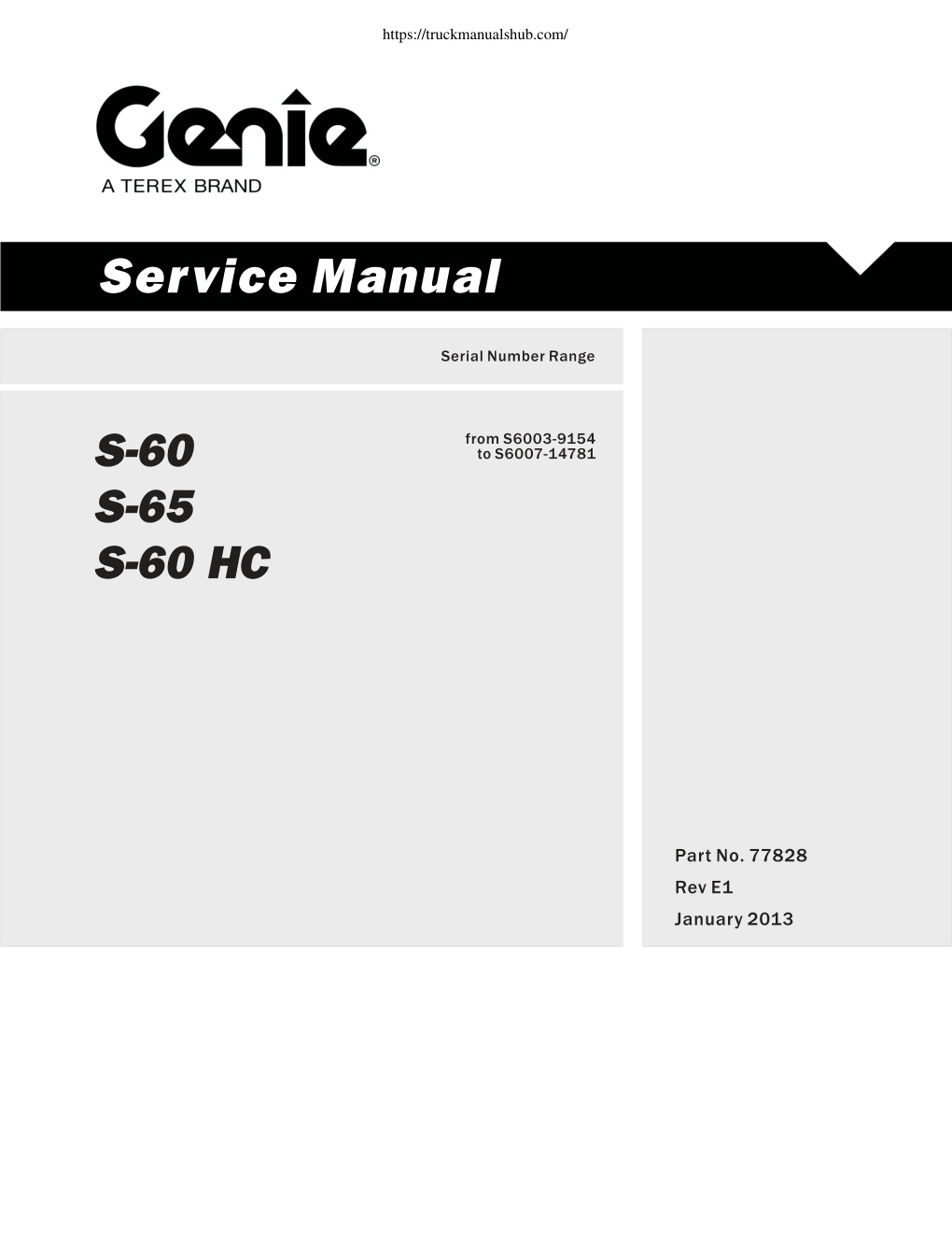 Première page de Genie S60 S65 S60 HC Service Manual