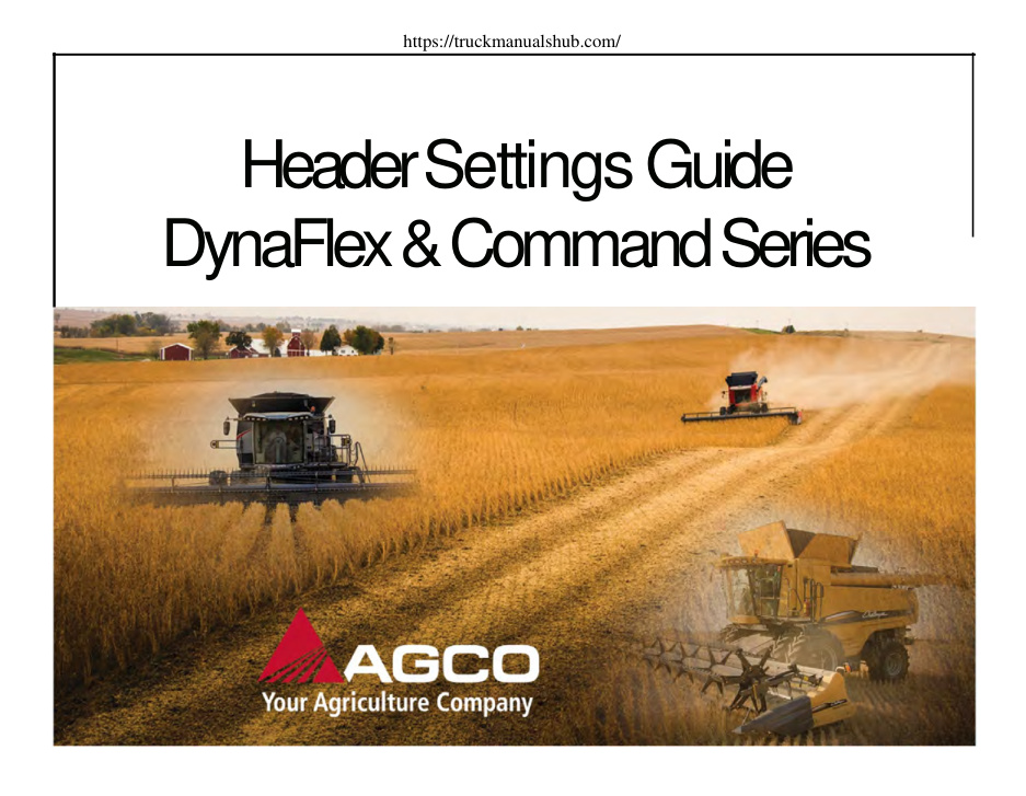 Première page de Gleaner Header Settings Guide DynaFlex Command Series