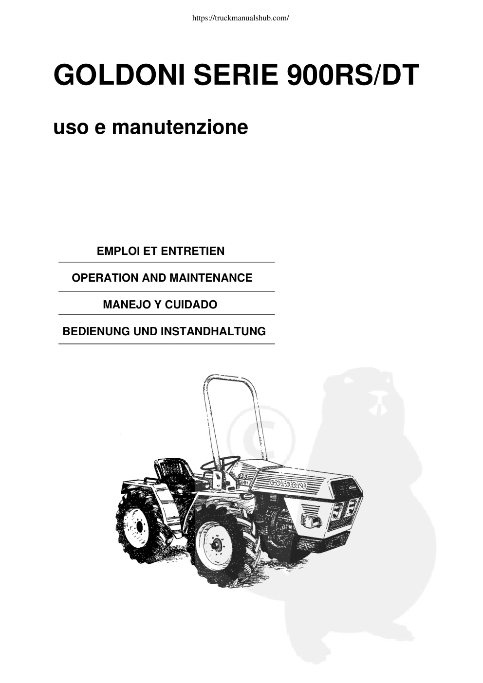 Première page de Goldoni 900RS DT Operation and Maintenance Manual