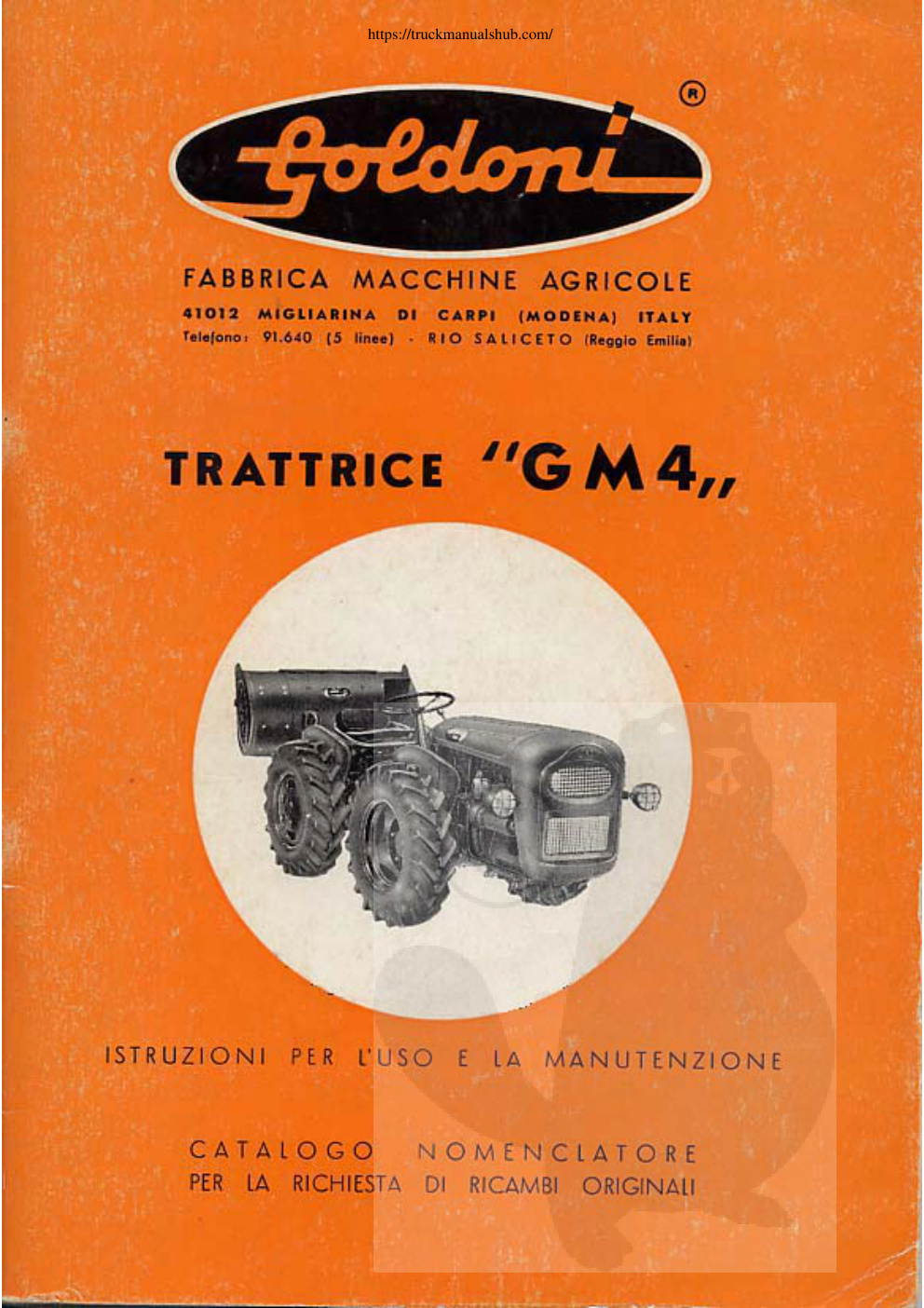 Première page de Goldoni GM4 Operation and Maintenance Manual