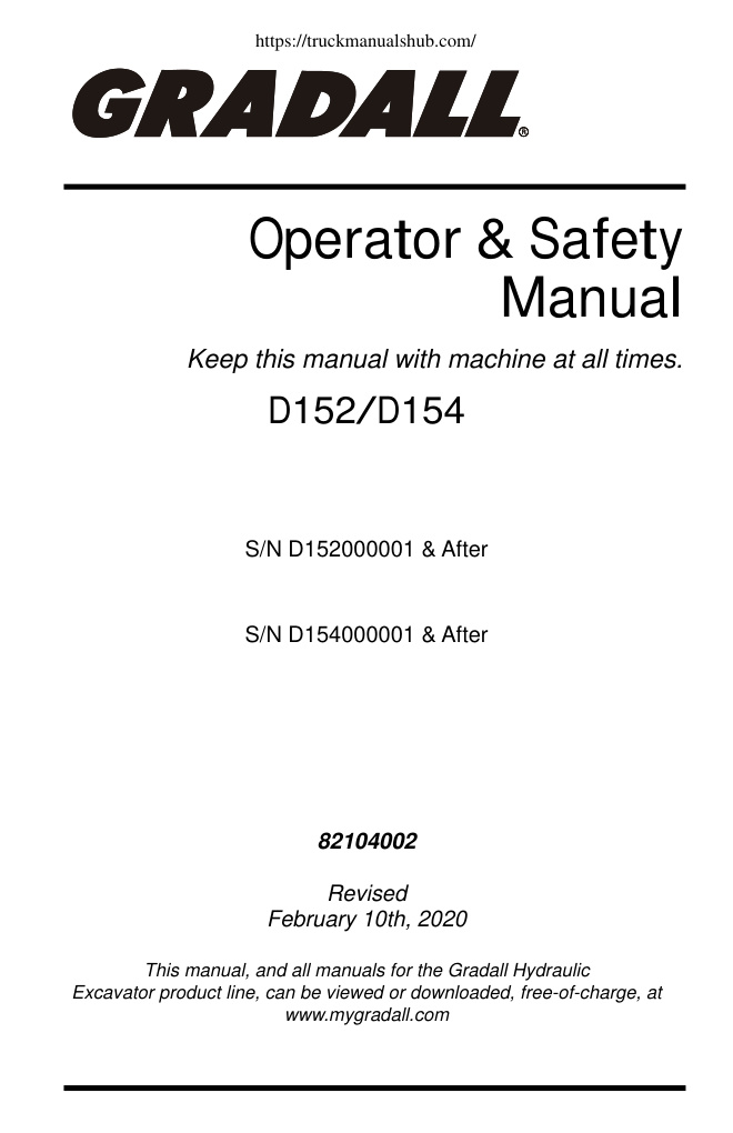 Première page de Gradall D152 D154 Operators Safety Manual