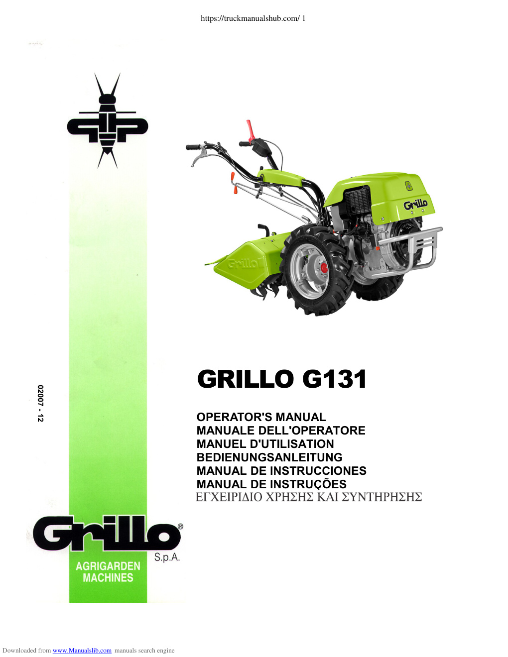 Première page de Grillo G131 Operator s Manual