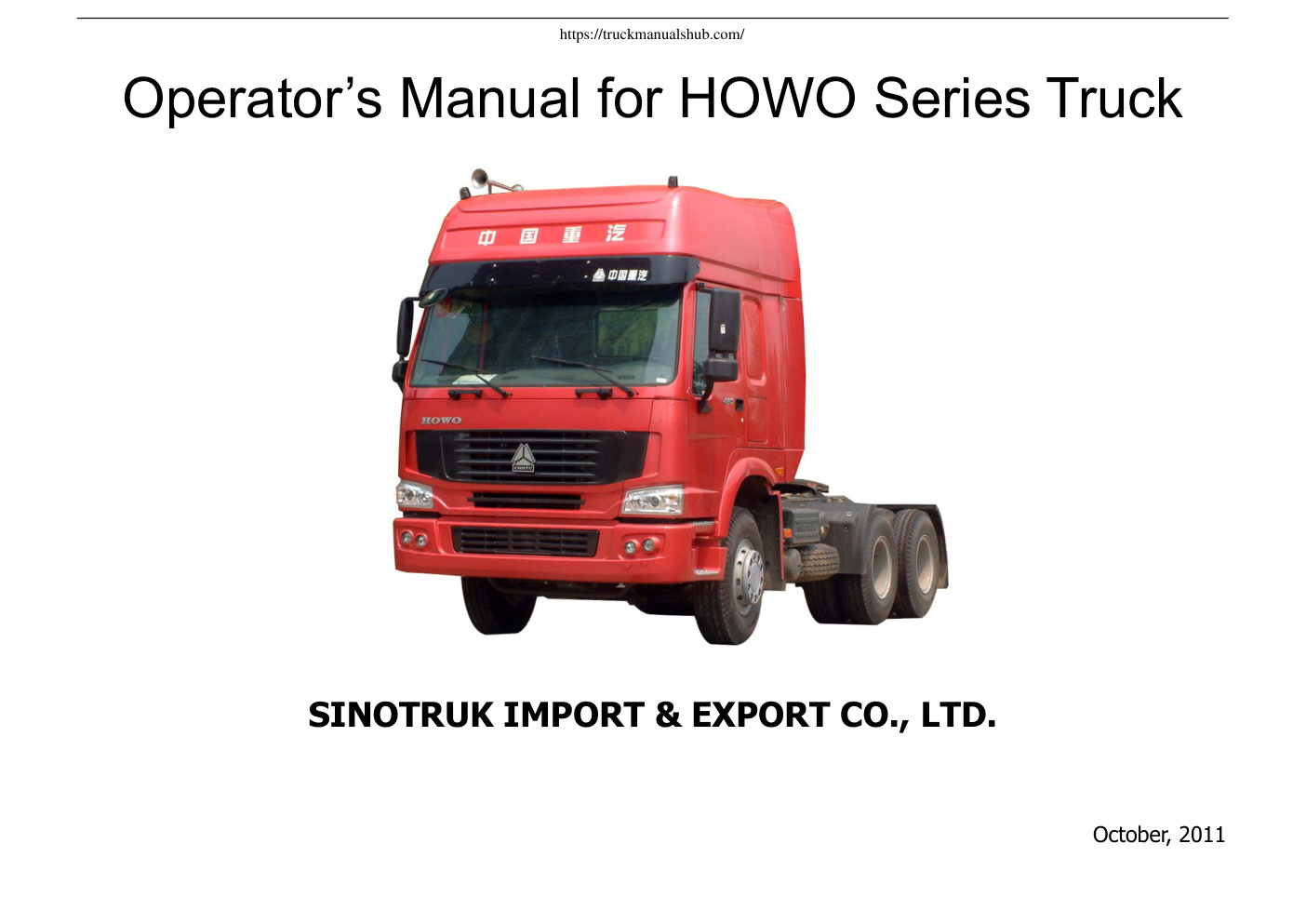 Première page de HOWO Series Truck Operator s Manual