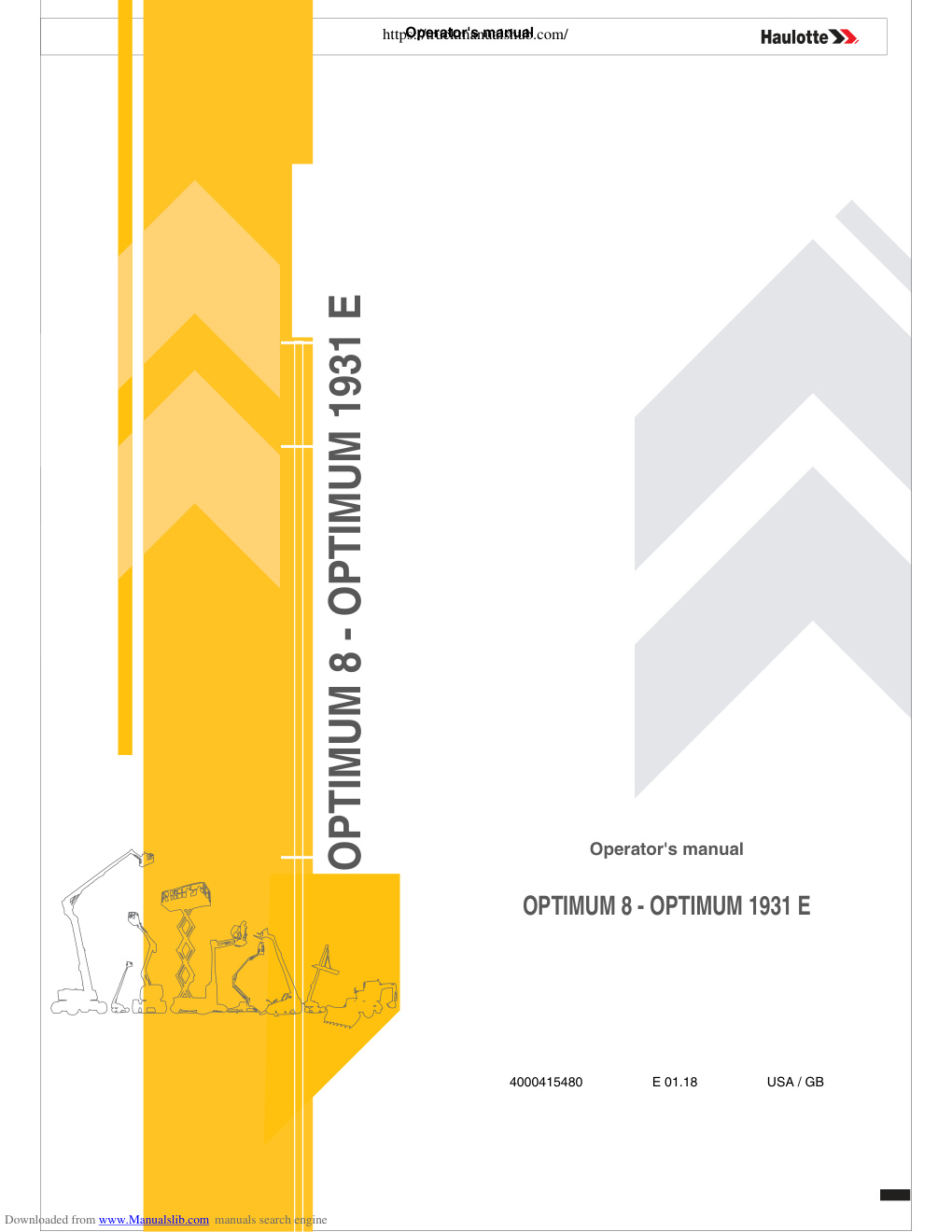 Première page de Haulotte optimum 8 Operator s Manual