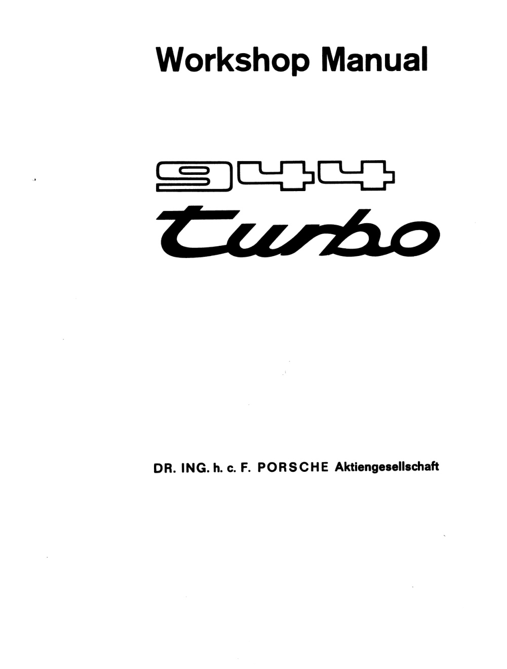 Première page de Haynes Porsche 944 Turbo Manual