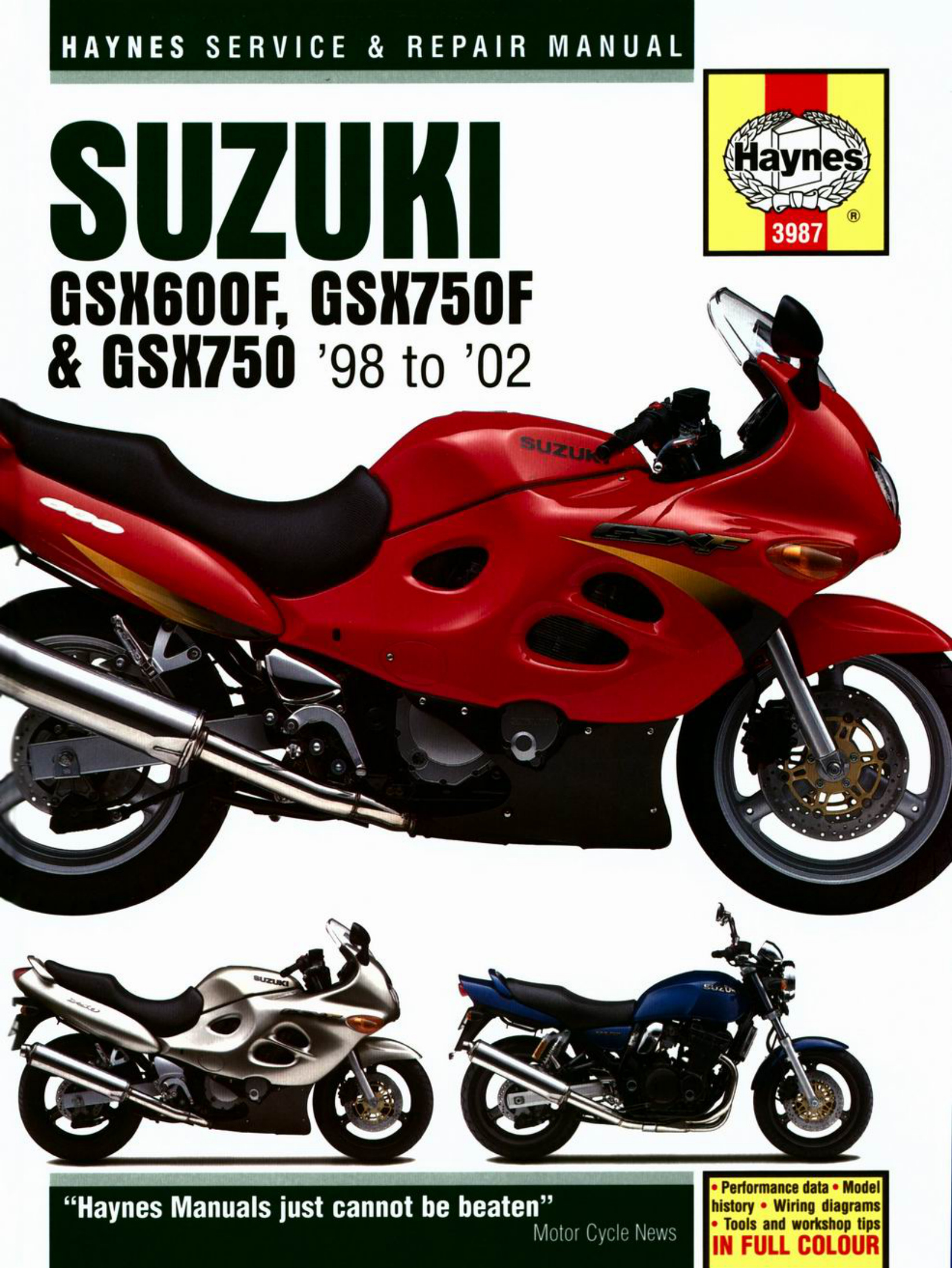 Première page de Haynes Suzuki GSX600F GSX750F GSX750 98 02 Service And Repair Manual