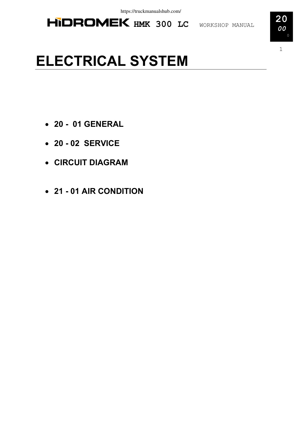 Première page de Hidromek HMK 300 LC 3 Service Manual Electrical