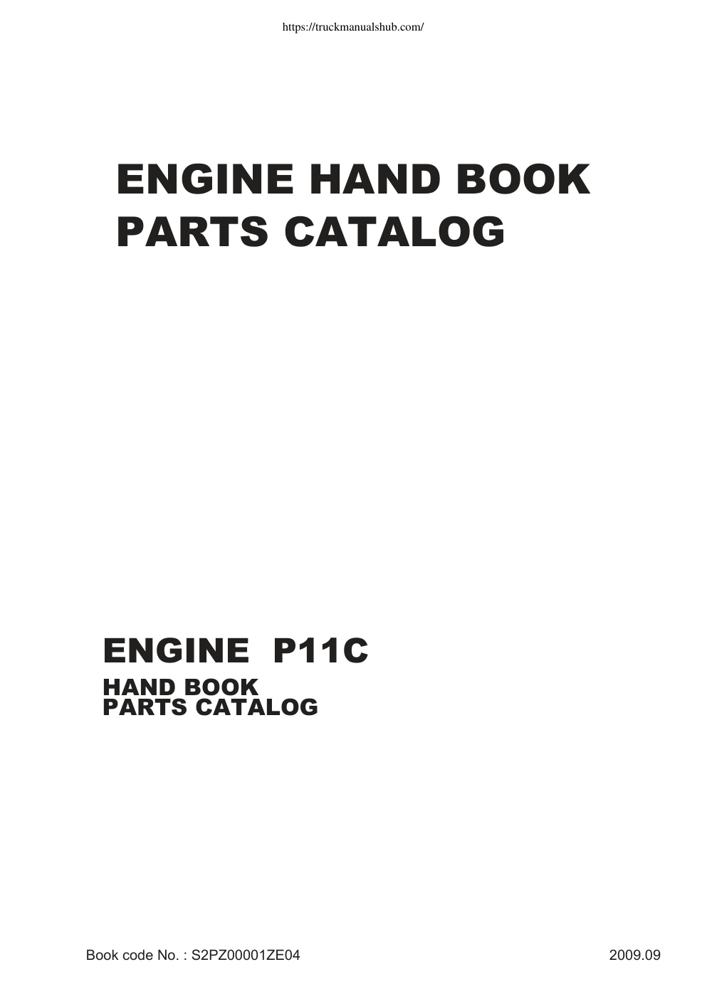Première page de Hino Engine Hand Book Parts Catalog