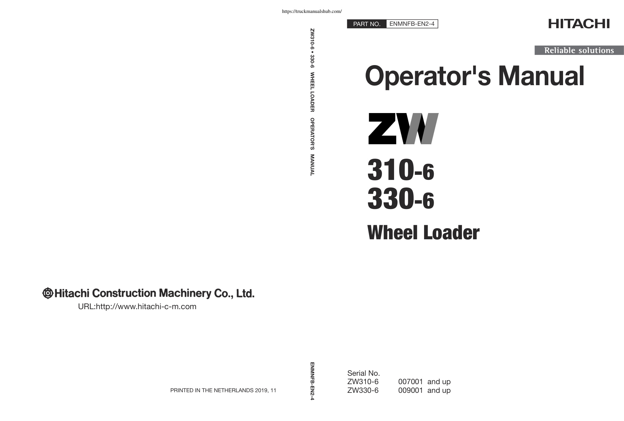 Première page de Hitachi ZW 310 6 Operator s Manual